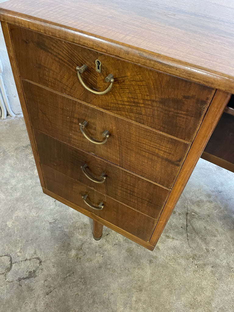 Danish Mid Century Modern Tambour Door Desk with Side Bar