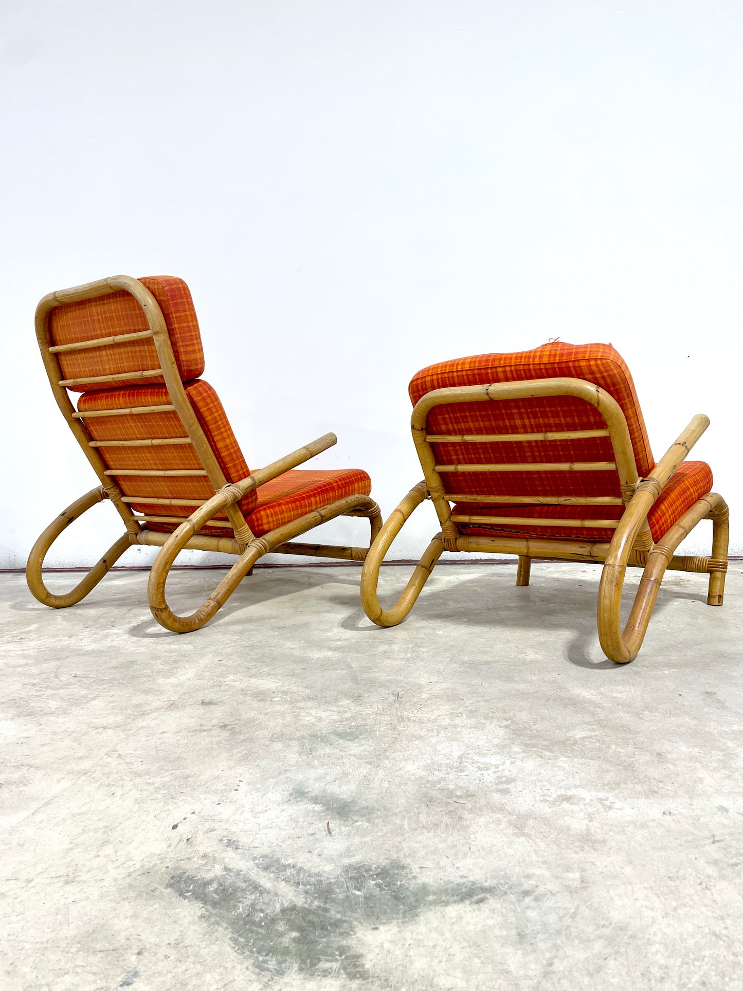 Vintage Pair Bamboo Chairs