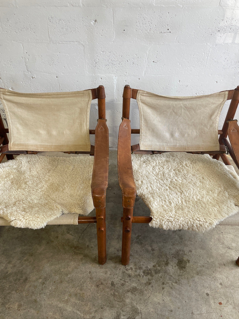 Pair Arne Norell Sirocco Safari Chairs Scandinavian Modern