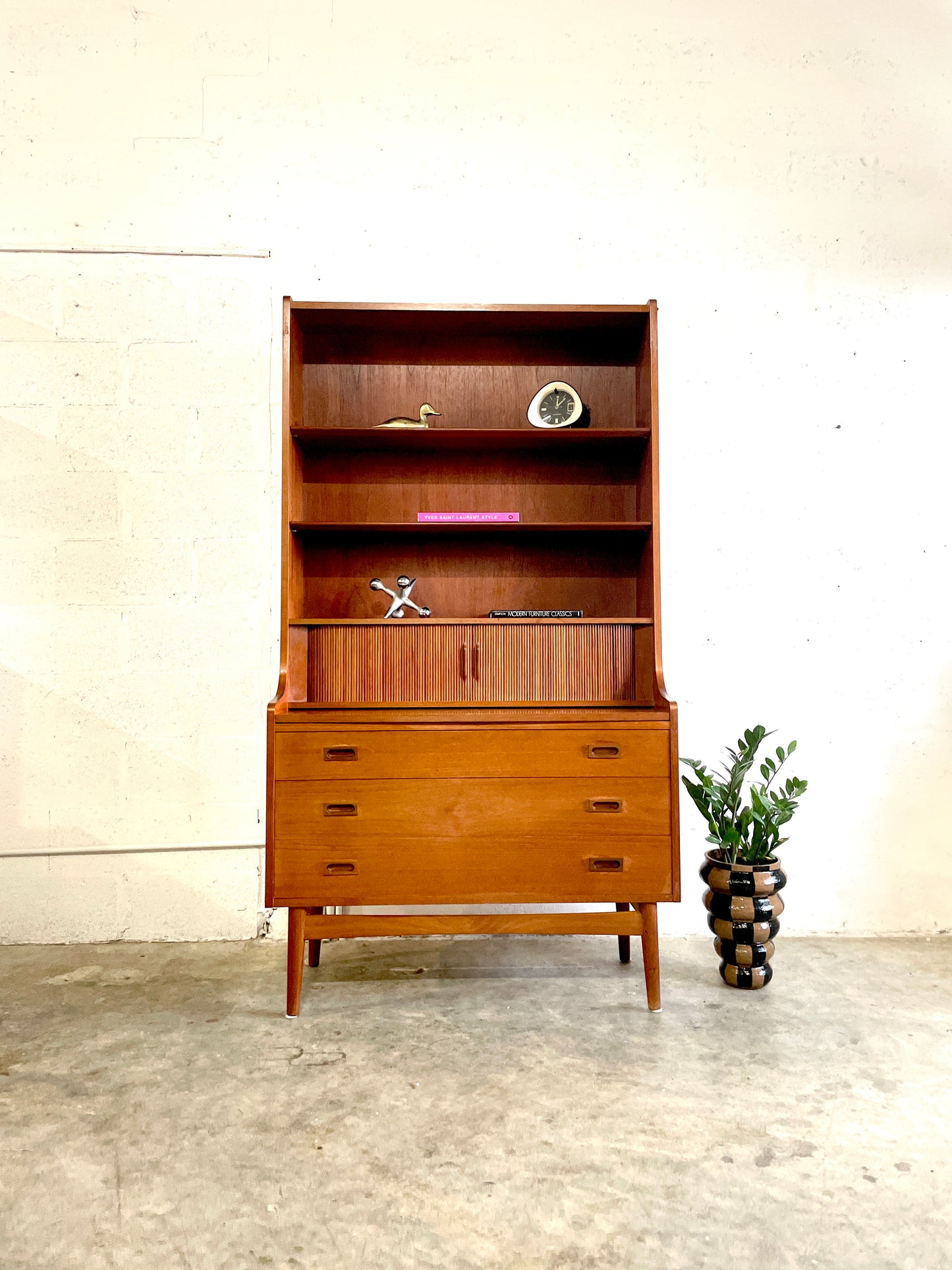 Danish Modern Bookcase with Secretary Desk Johannes Sorth