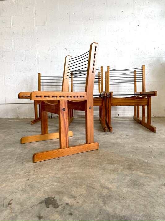 Set of 6 Hunting Chairs in Pine by Torbjørn Afdal for Bruksbo, Mid Century