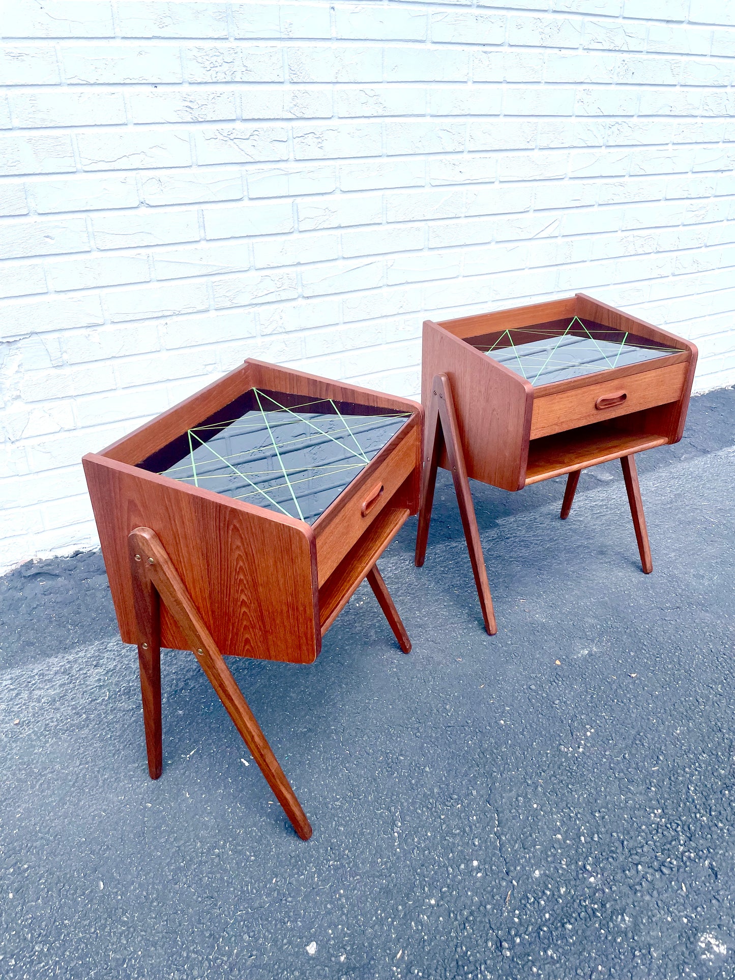 Pair Danish Modern Side Tables or Nightstands