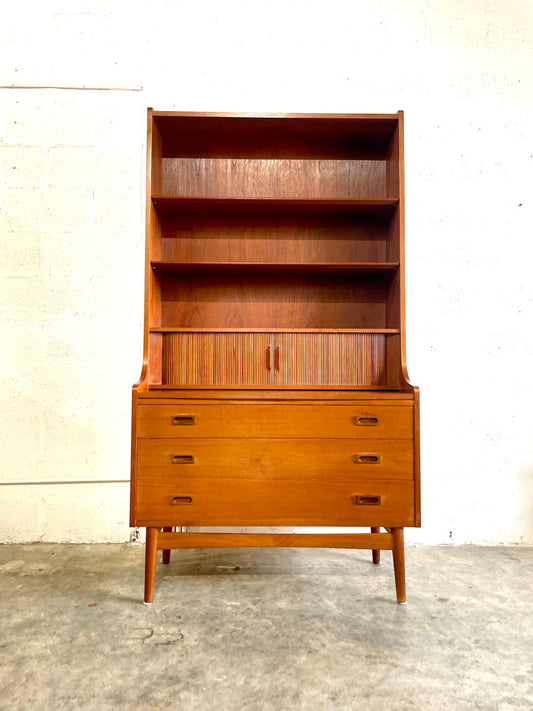 Danish Modern Bookcase with Secretary Desk Johannes Sorth