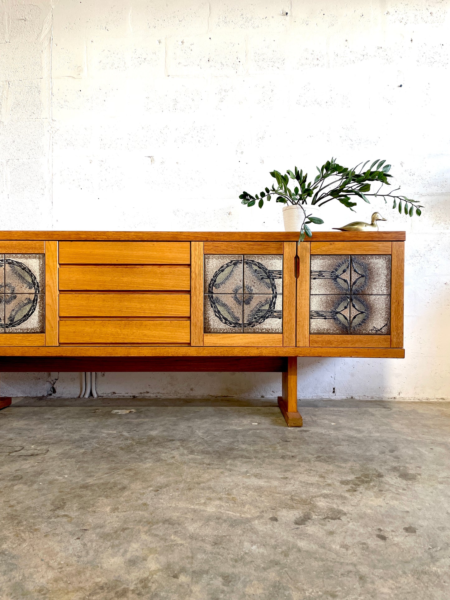 Danish Mid Century Modern Tile Credenza Console Poul Poulsen for Gangso Mobler