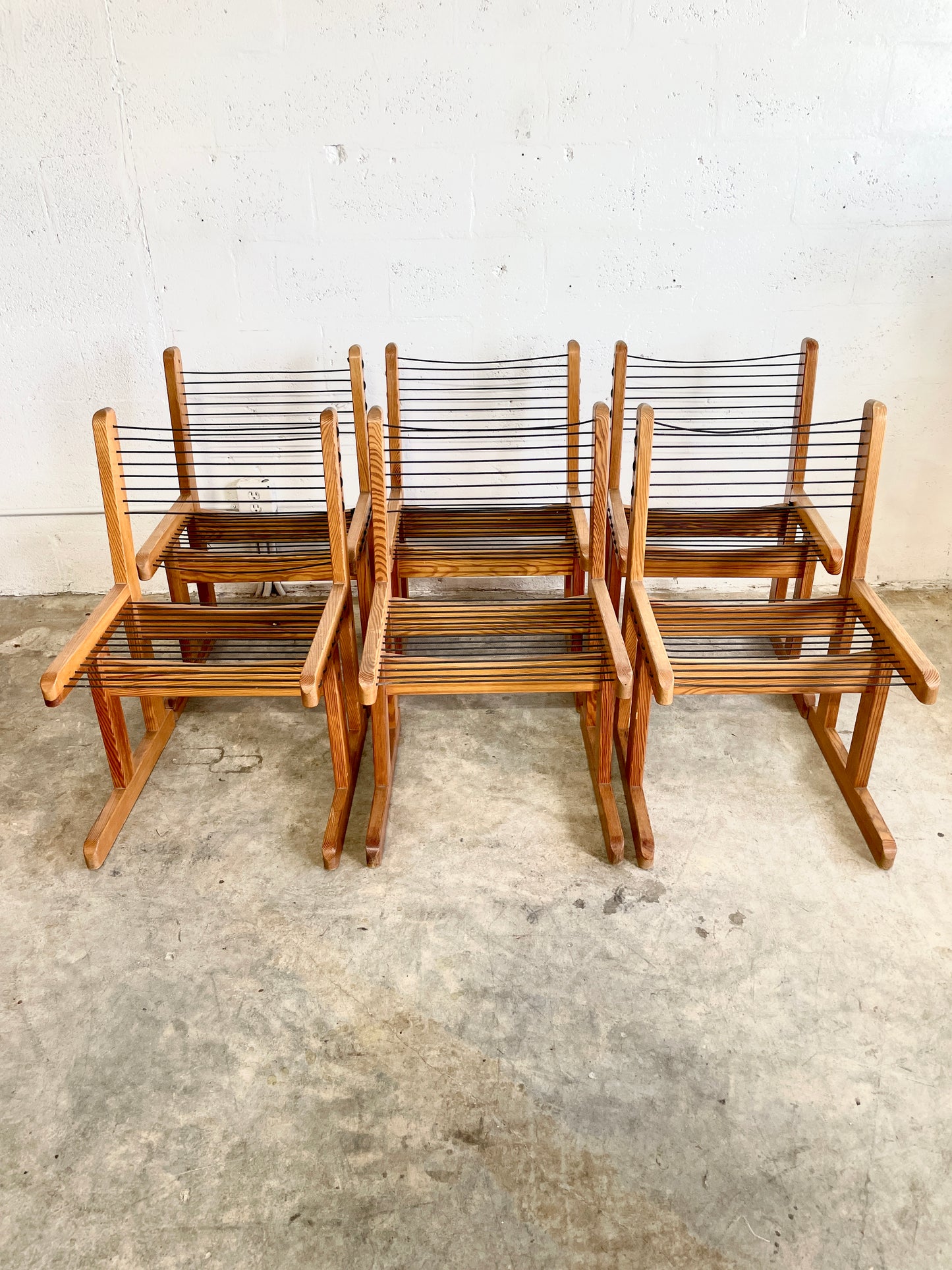 Set of 6 Hunting Chairs in Pine by Torbjørn Afdal for Bruksbo, Mid Century