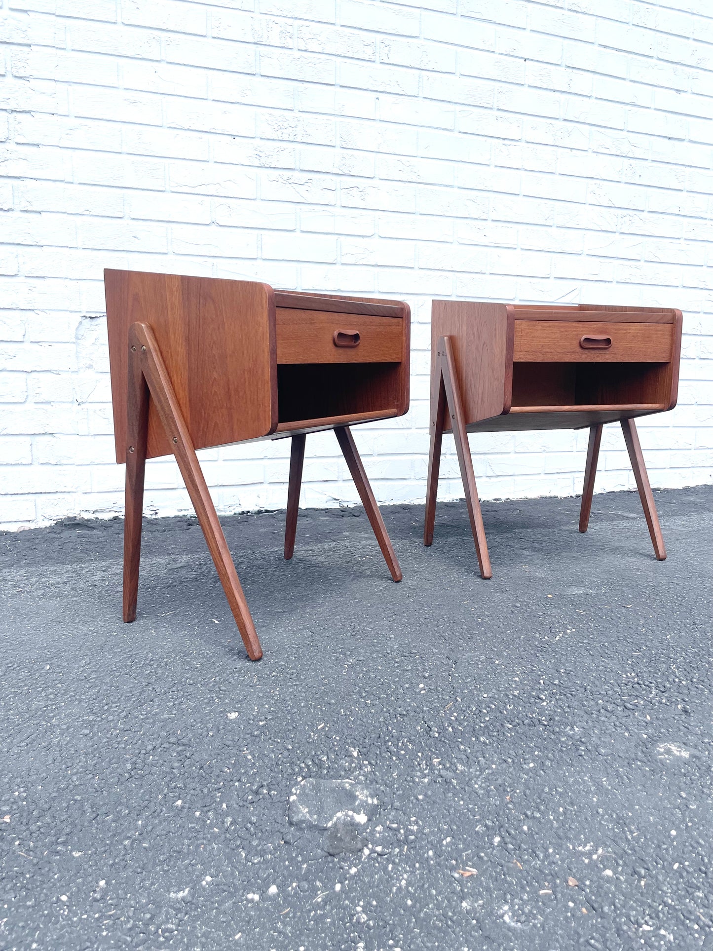 Pair Danish Modern Side Tables or Nightstands