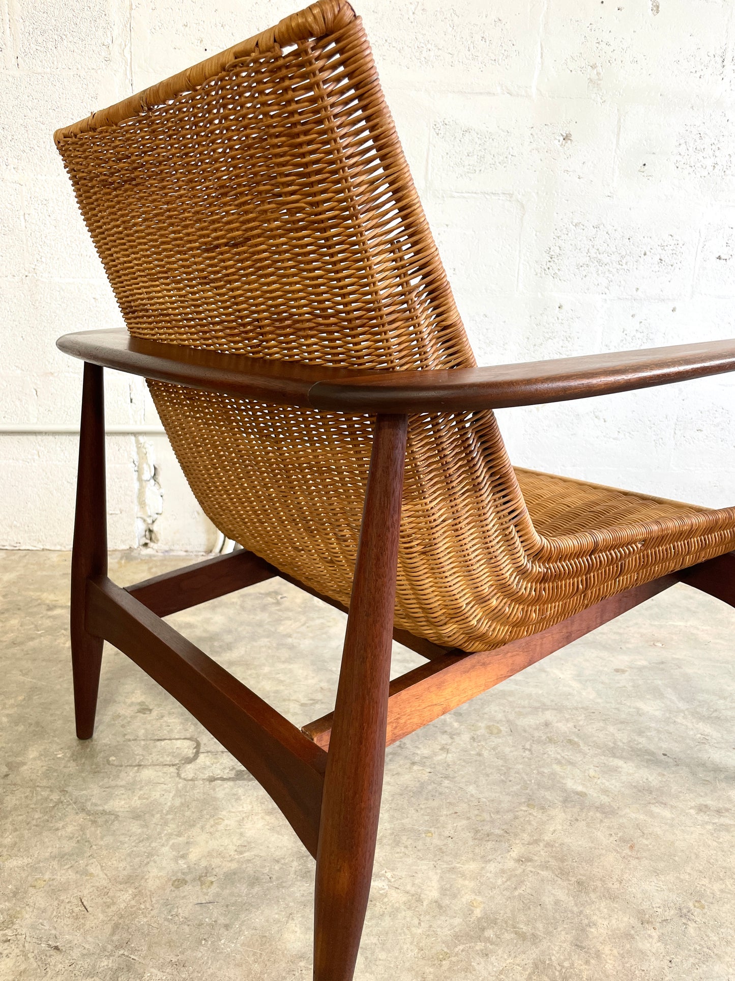 Lawrence Peabody Mid Century Modern Cane Lounge Chair