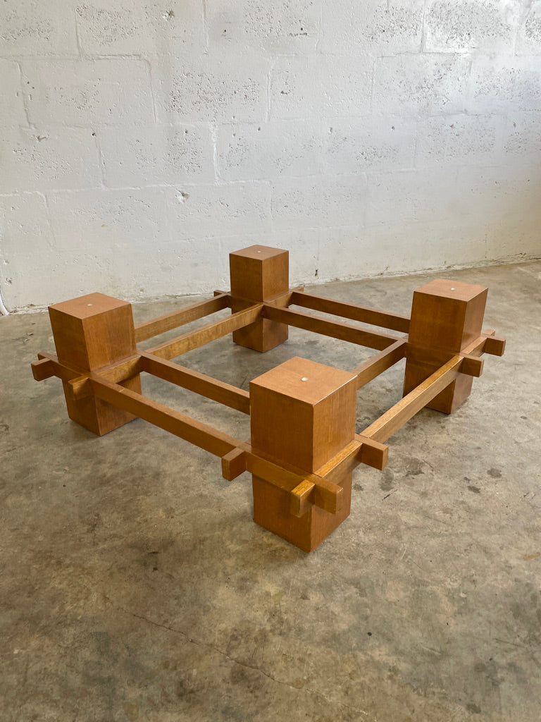 Mid Century Modern Italian Glass Top Coffee Table