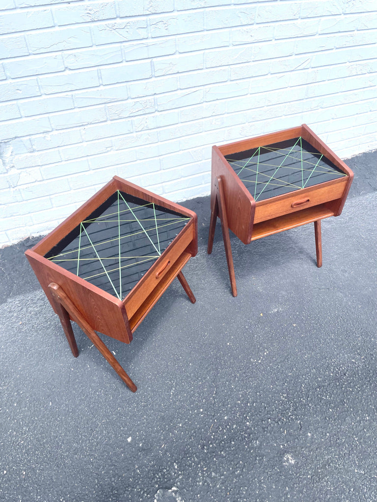 Pair Danish Modern Side Tables or Nightstands