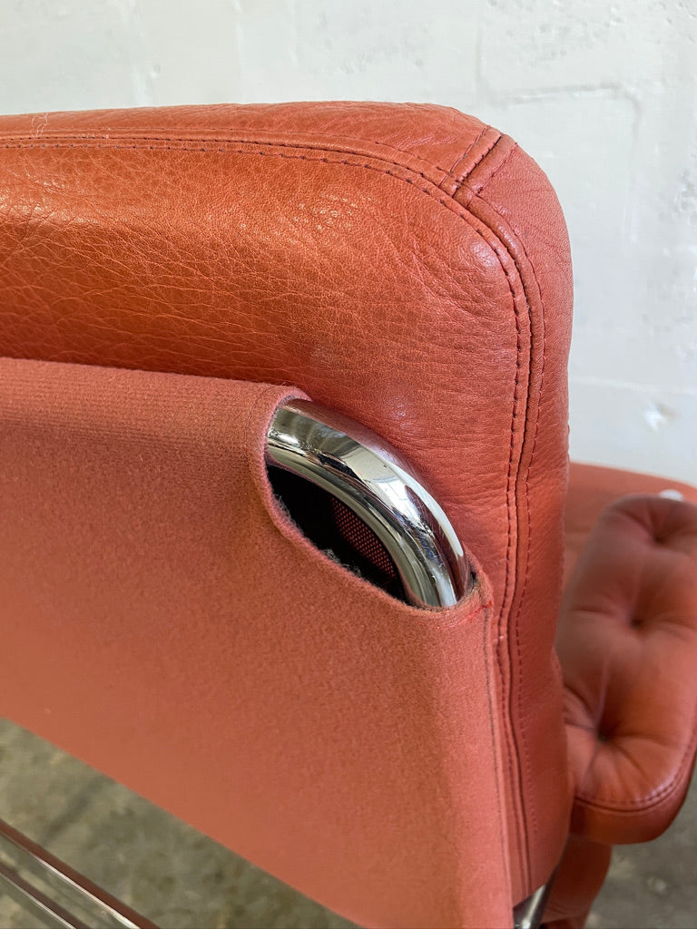 Pair Mid Century Modern "Karin" Chairs by Bruno Mathsson Chrome and Leather