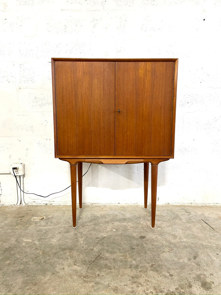 Illum Wikkelso Teak Bar Cabinet Danish Mid Century Modern