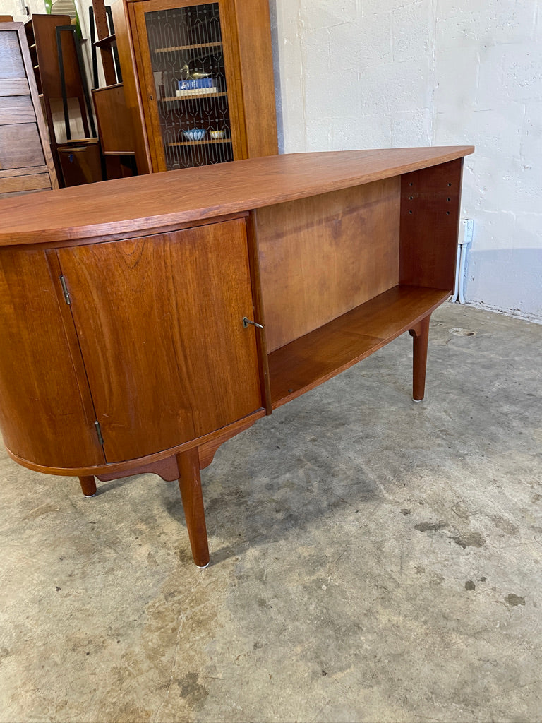 Danish Mid Century Modern Bullet Shape Teak Desk by HP Hansen