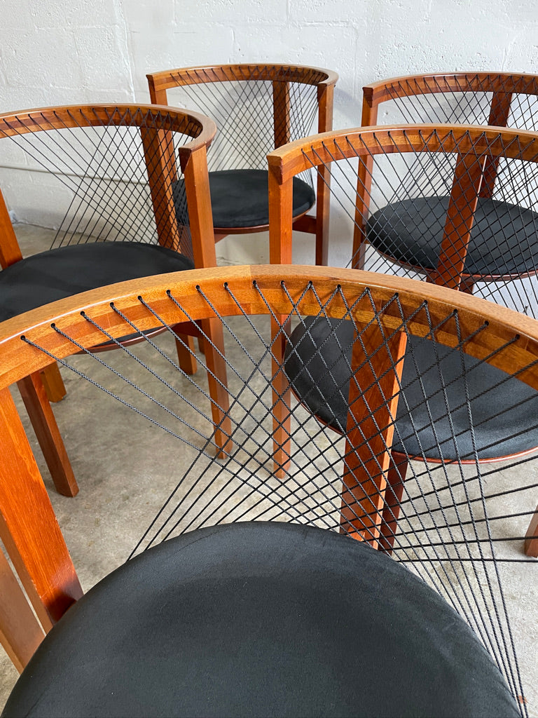Niels Jorgen String Dining Chairs Set of 6 Danish Modern