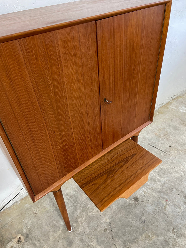 Illum Wikkelso Teak Bar Cabinet Danish Mid Century Modern