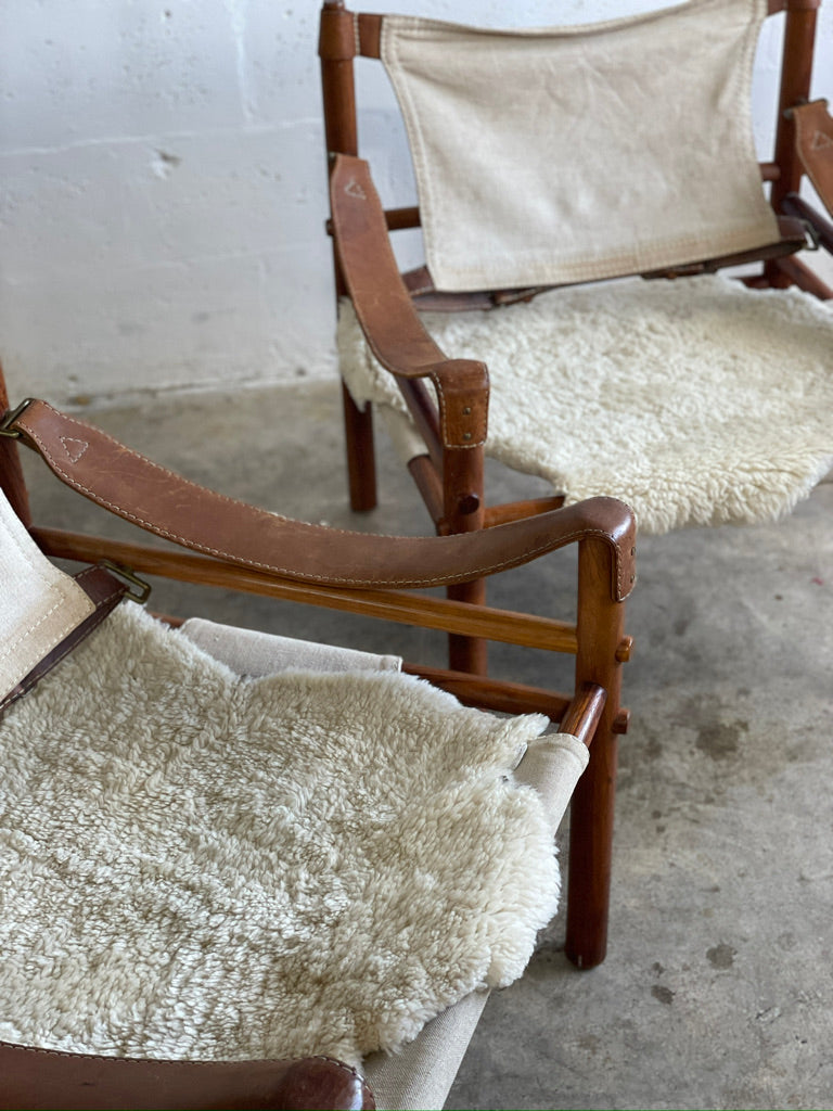 Pair Arne Norell Sirocco Safari Chairs Scandinavian Modern