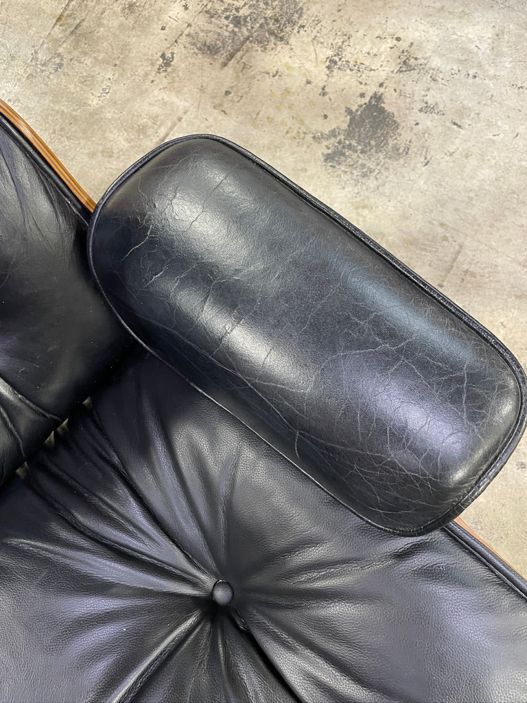 Eames Herman Miller Lounge Chair and Ottoman Black Leather and Rosewwod