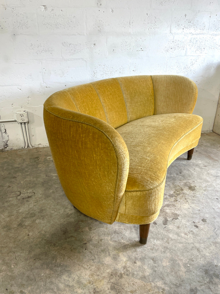 Vintage Danish Modern Curved Banana Loveseat Sofa