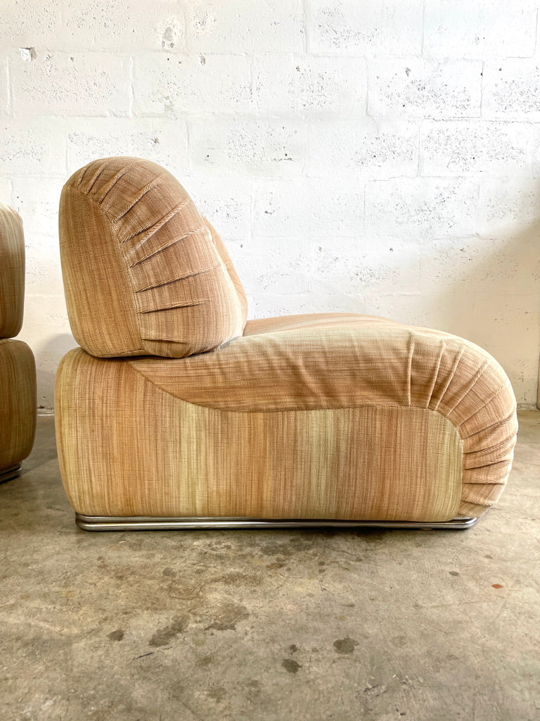 Pair Danish Mid Century Modern Modular Lounge Chairs