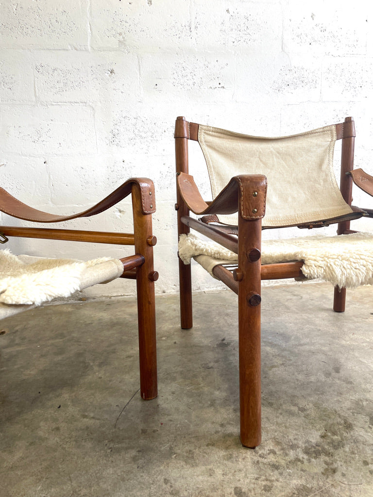 Pair Arne Norell Sirocco Safari Chairs Scandinavian Modern