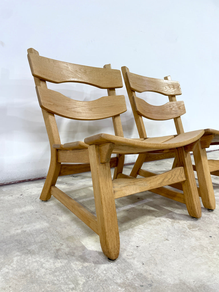 Pair of Dittmann & Co Brutalist Fireplace Oak Danish Modern Chairs