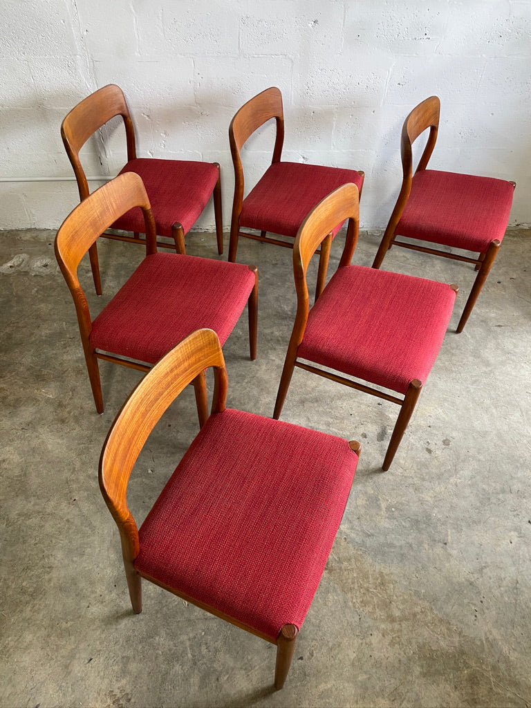 Danish Modern Teak J.L Møller 75 Dining Chairs