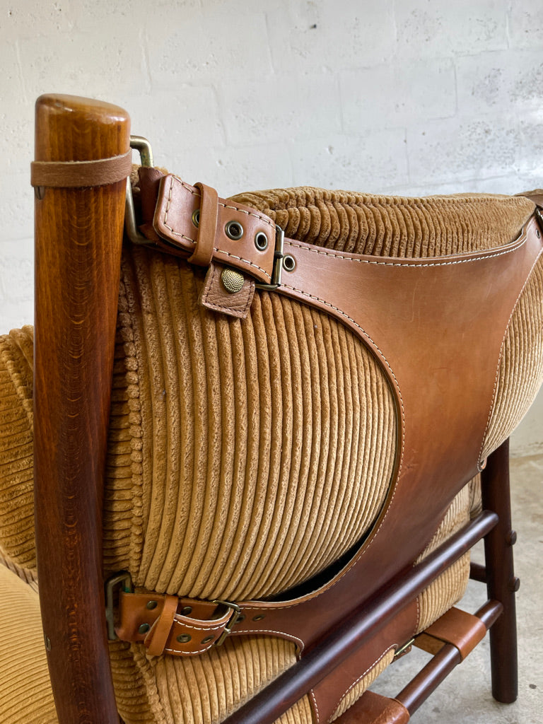 Pair Scandinavian "Inca" Lounge Chairs with Ottoman Arne Norell