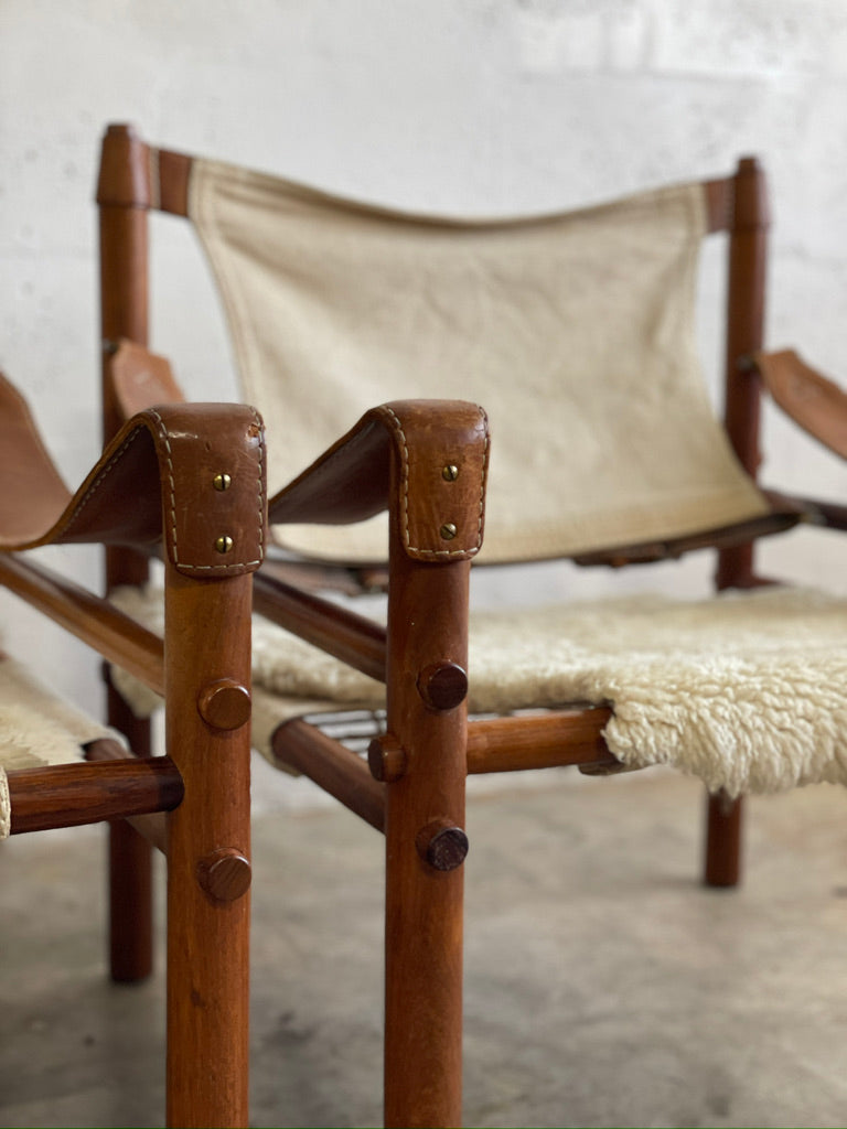 Pair Arne Norell Sirocco Safari Chairs Scandinavian Modern