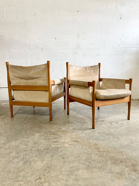 Pair Mid Century Modern Easy Chairs by Dux