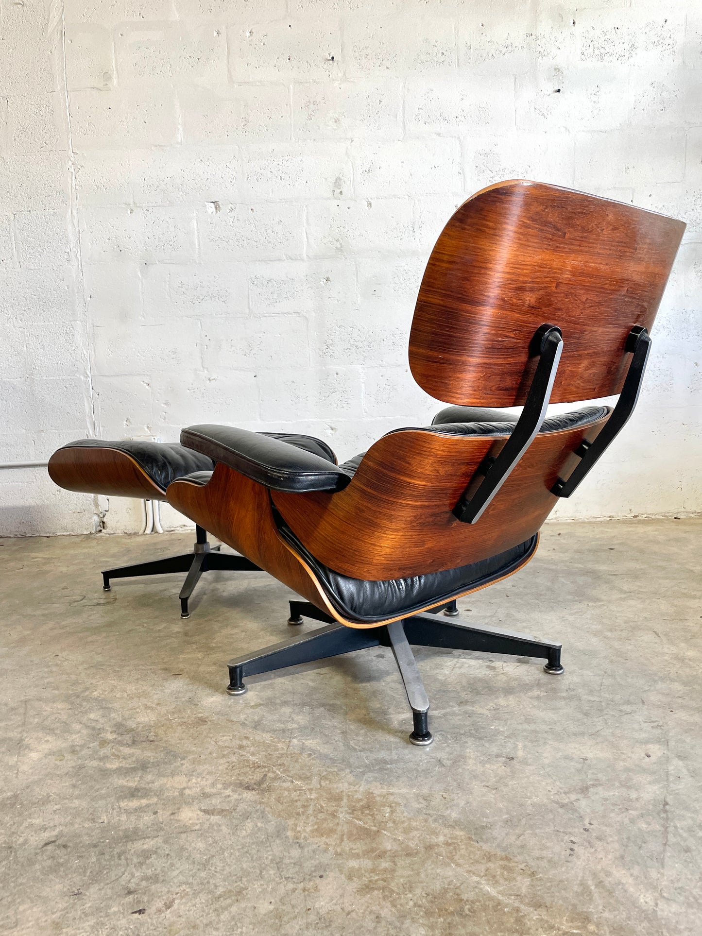 Eames Herman Miller Lounge Chair and Ottoman Black Leather and Rosewwod