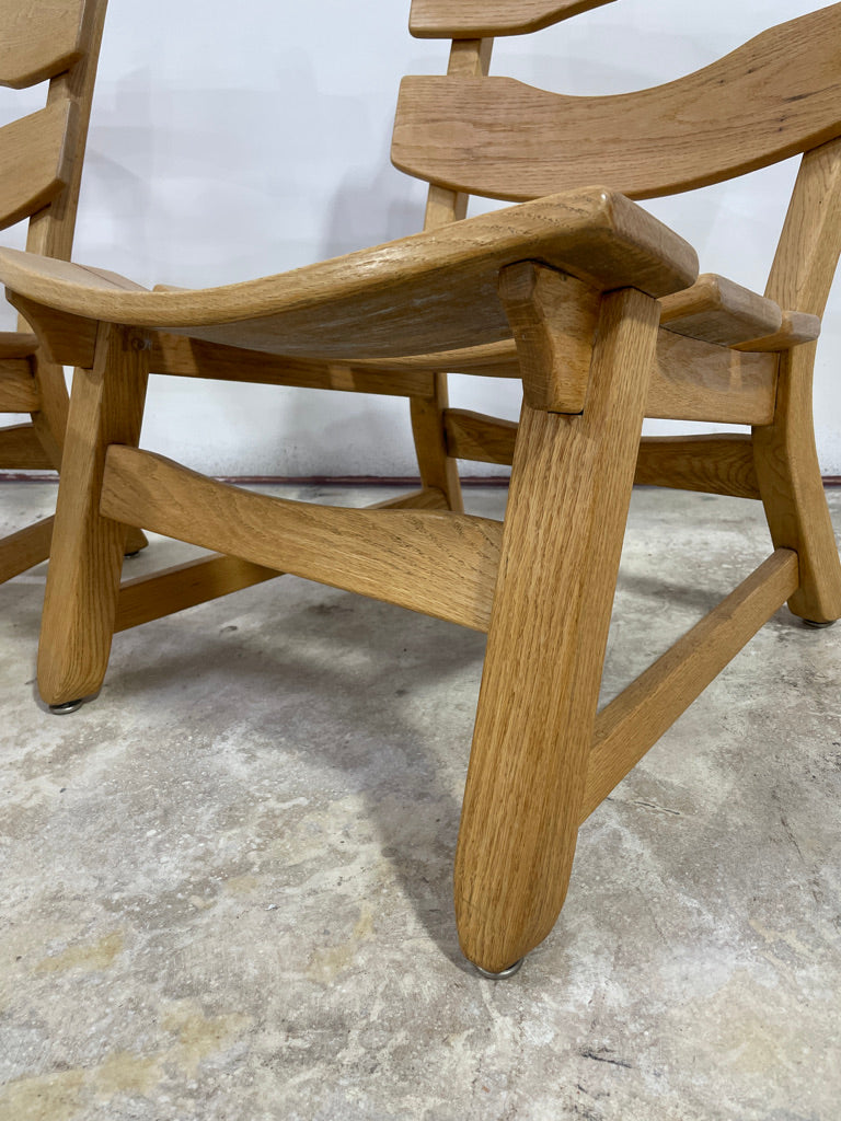 Pair of Dittmann & Co Brutalist Fireplace Oak Danish Modern Chairs