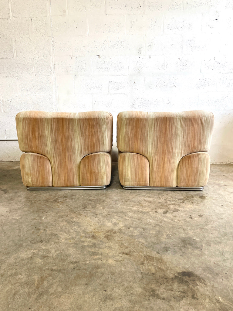 Pair Danish Mid Century Modern Modular Lounge Chairs