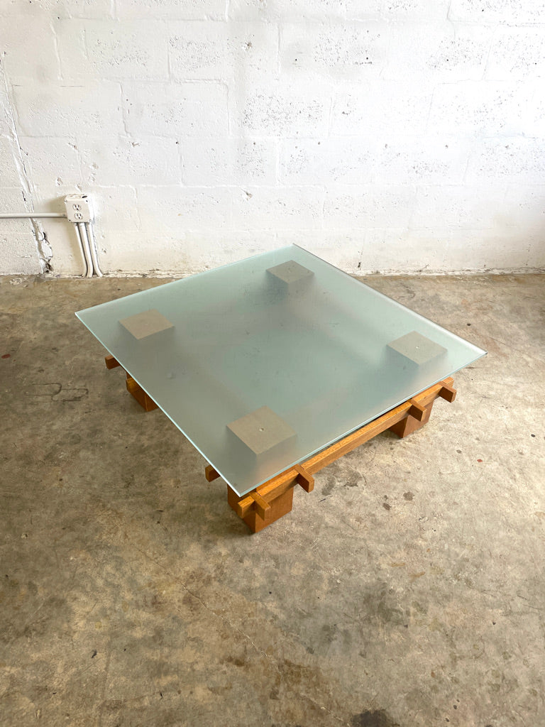 Mid Century Modern Italian Glass Top Coffee Table