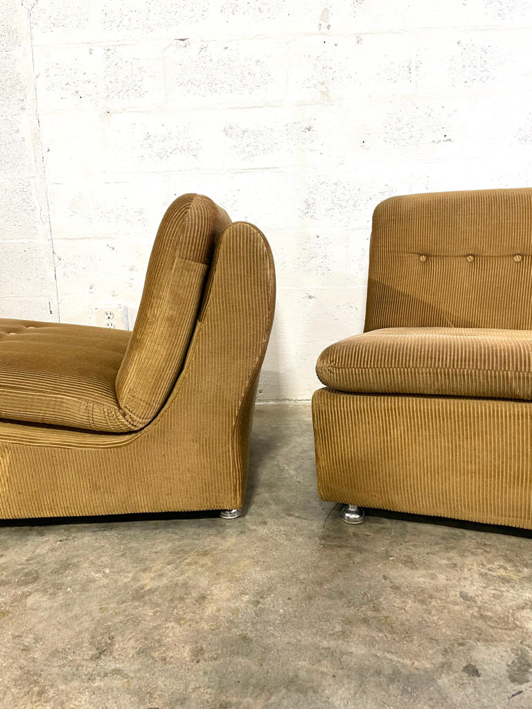 Pair Danish Mid Century Modern Modular Lounge Chairs