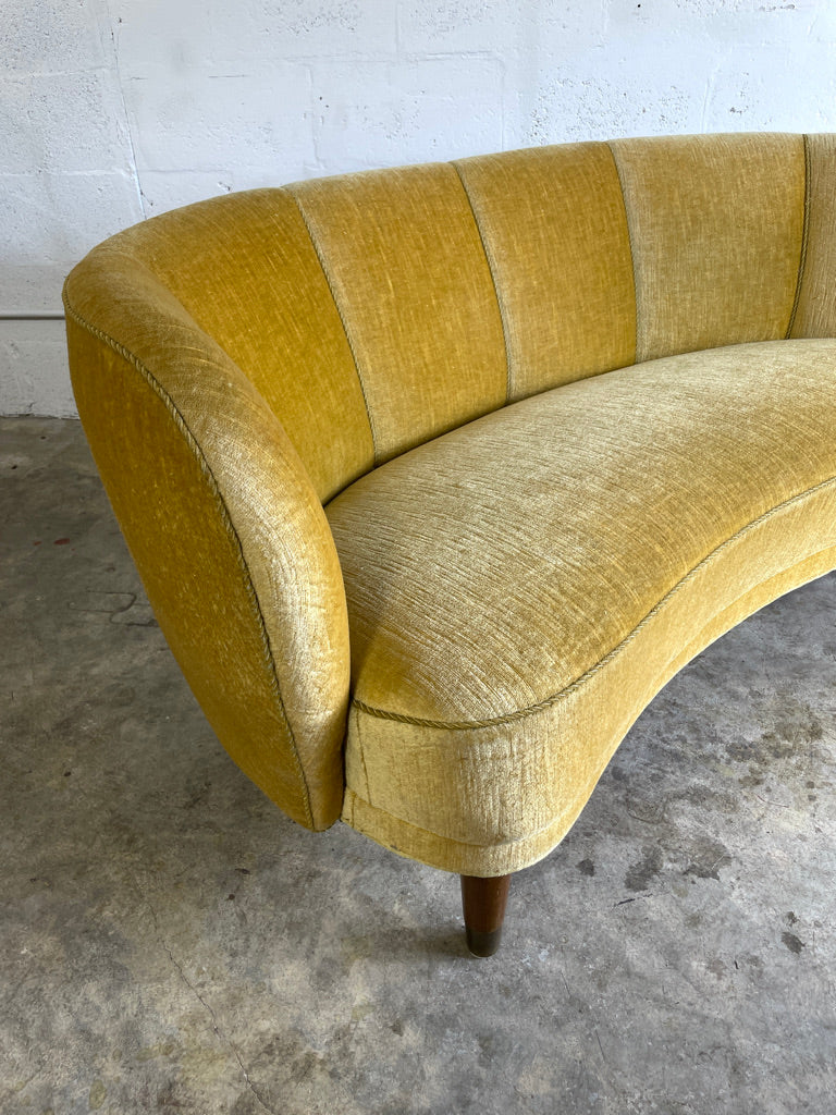Vintage Danish Modern Curved Banana Loveseat Sofa