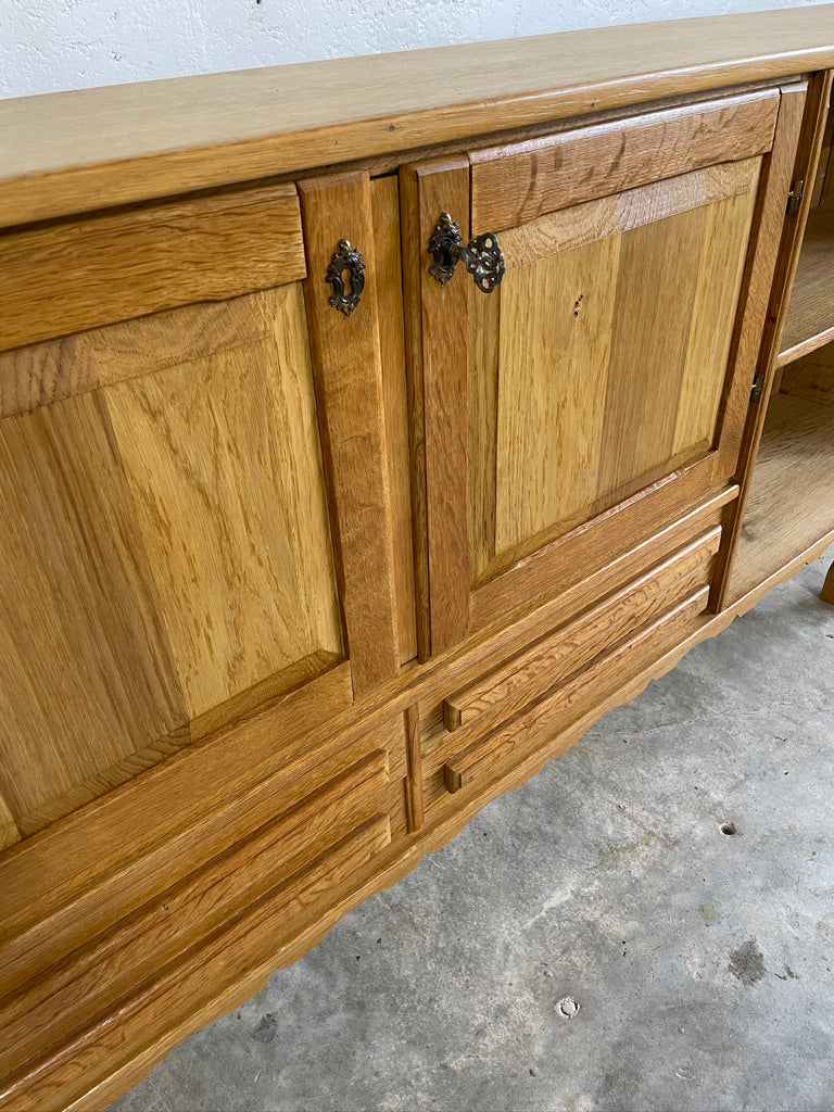 Danish Brutalist Oak Console or Credenza Henning Kjaernulf Attrib