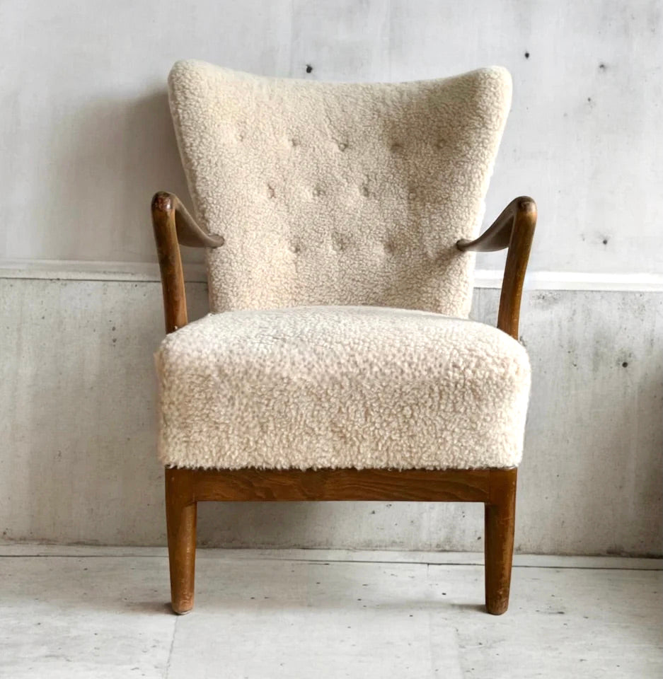 Alfred Christensen Danish Modern Lounge Sheepskin Sherpa Chair