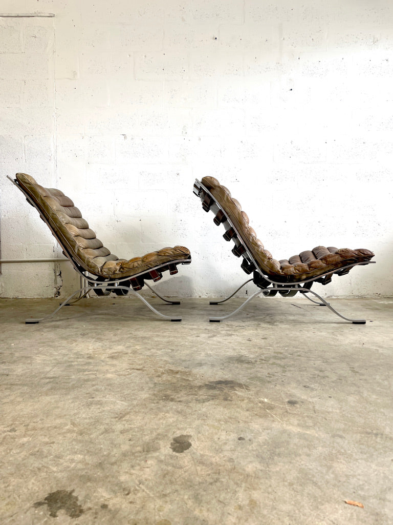 Arne Norell "Ari" Lounge Chairs Pair Scandinavian Modern
