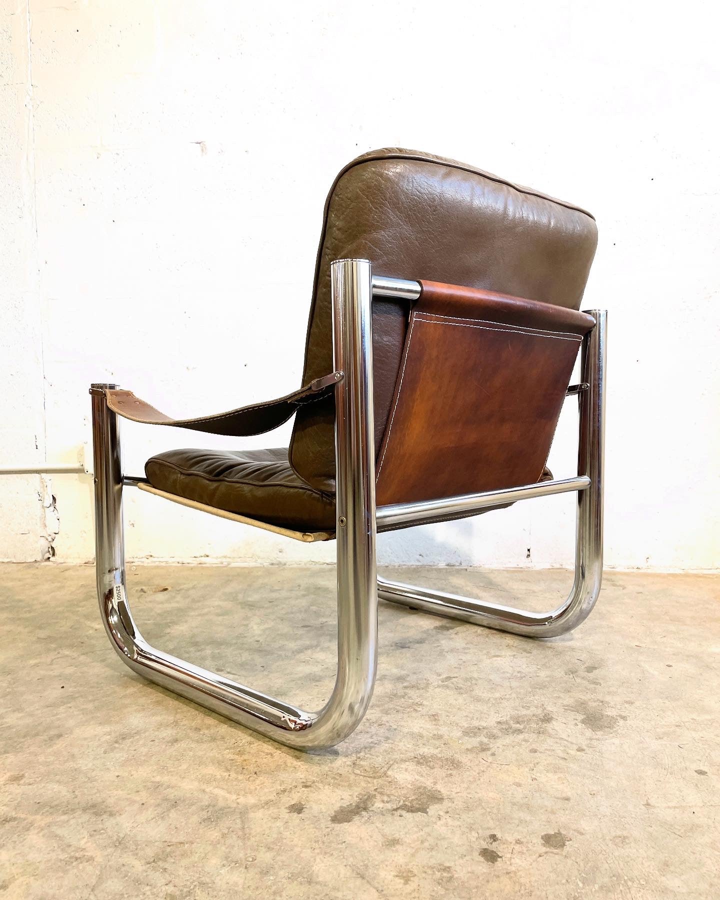Arne Norell Leather and Chrome Safari Chair