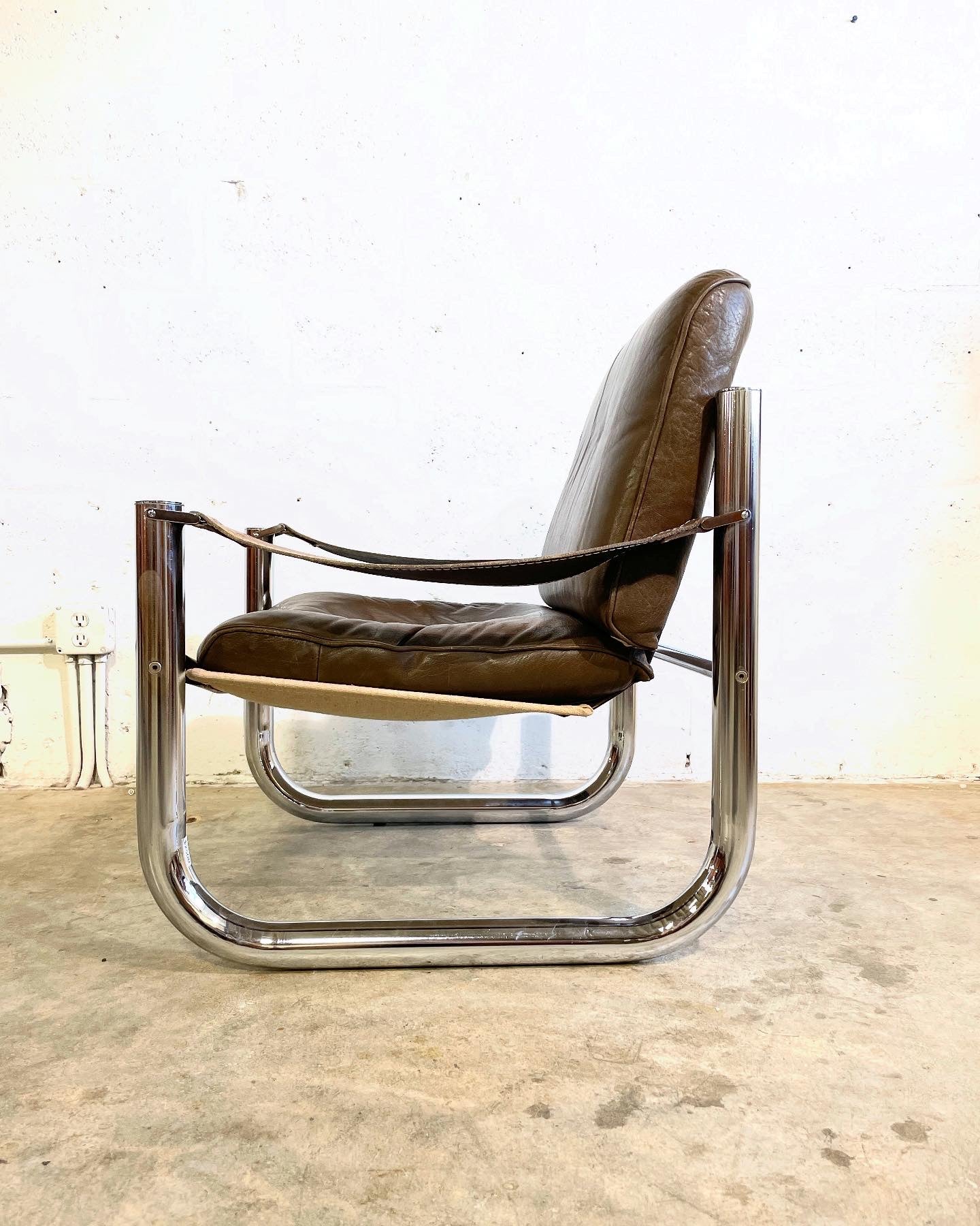 Arne Norell Leather and Chrome Safari Chair