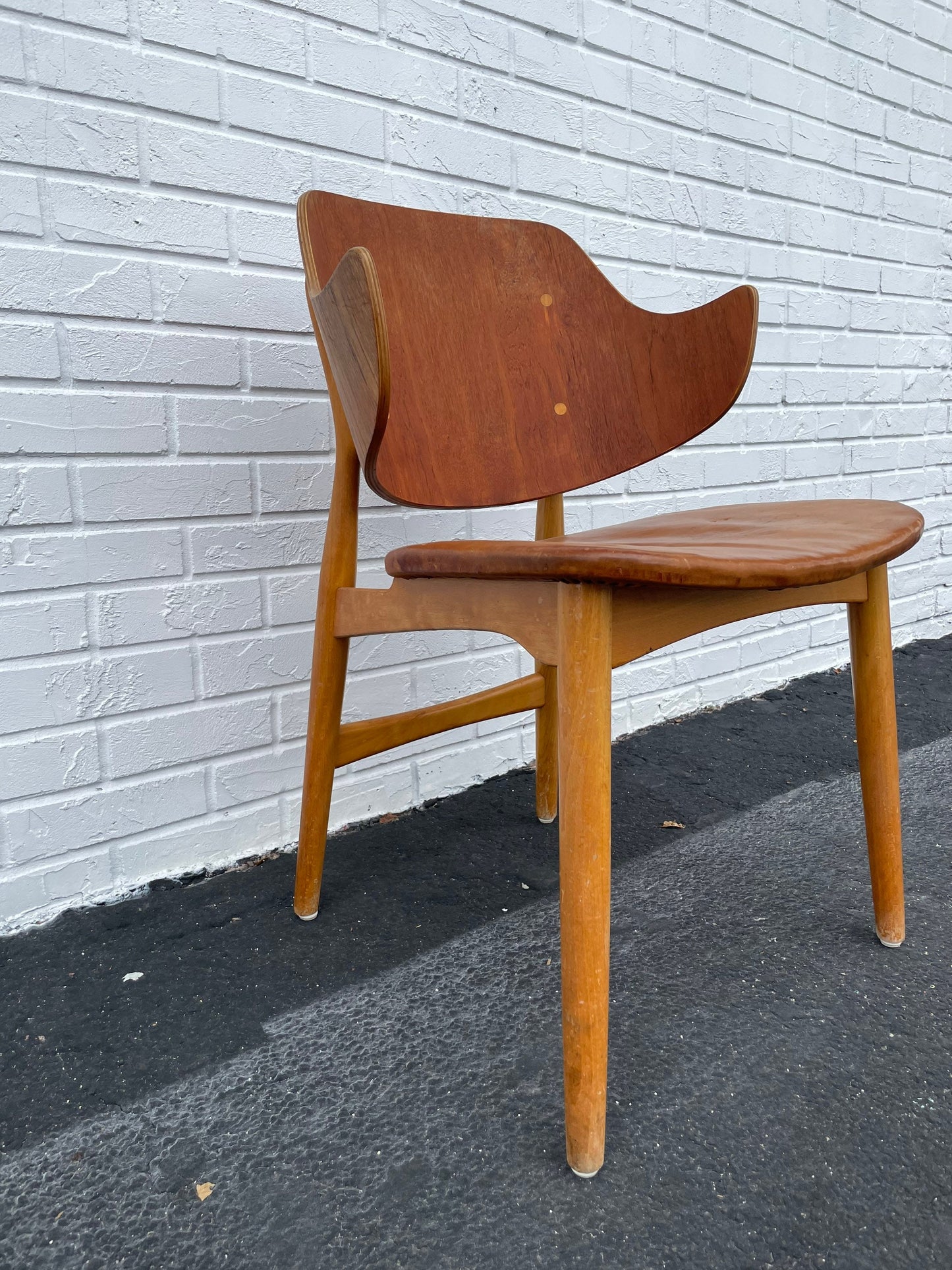 Pair Jens Hjorth Teak + Oak Model 307 Side Chair Danish Modern