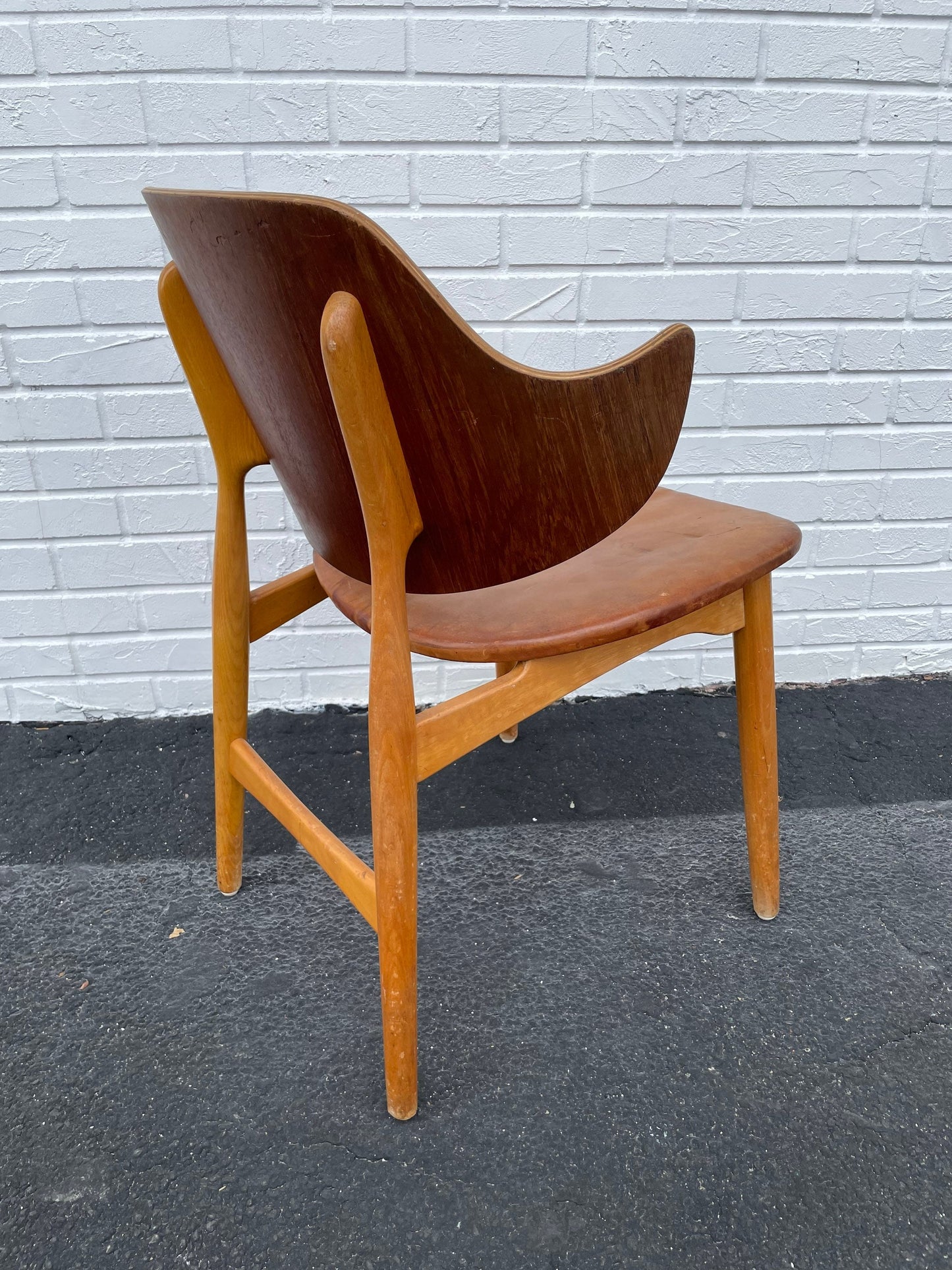 Pair Jens Hjorth Teak + Oak Model 307 Side Chair Danish Modern