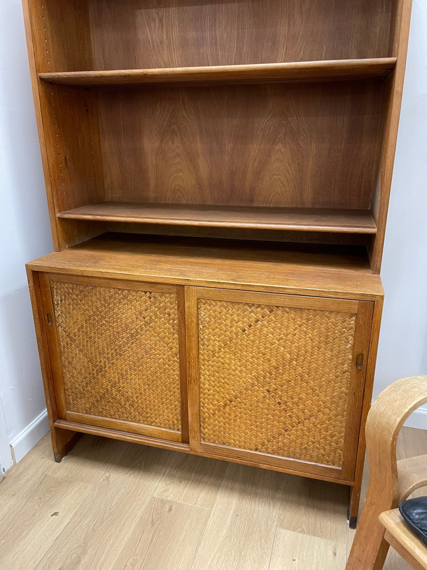 Hans Wegner for RY Mobler Cabinet or Bookcase Oak and Rattan