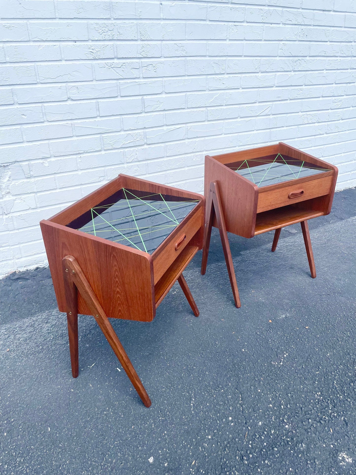 Pair Danish Modern Side Tables or Nightstands