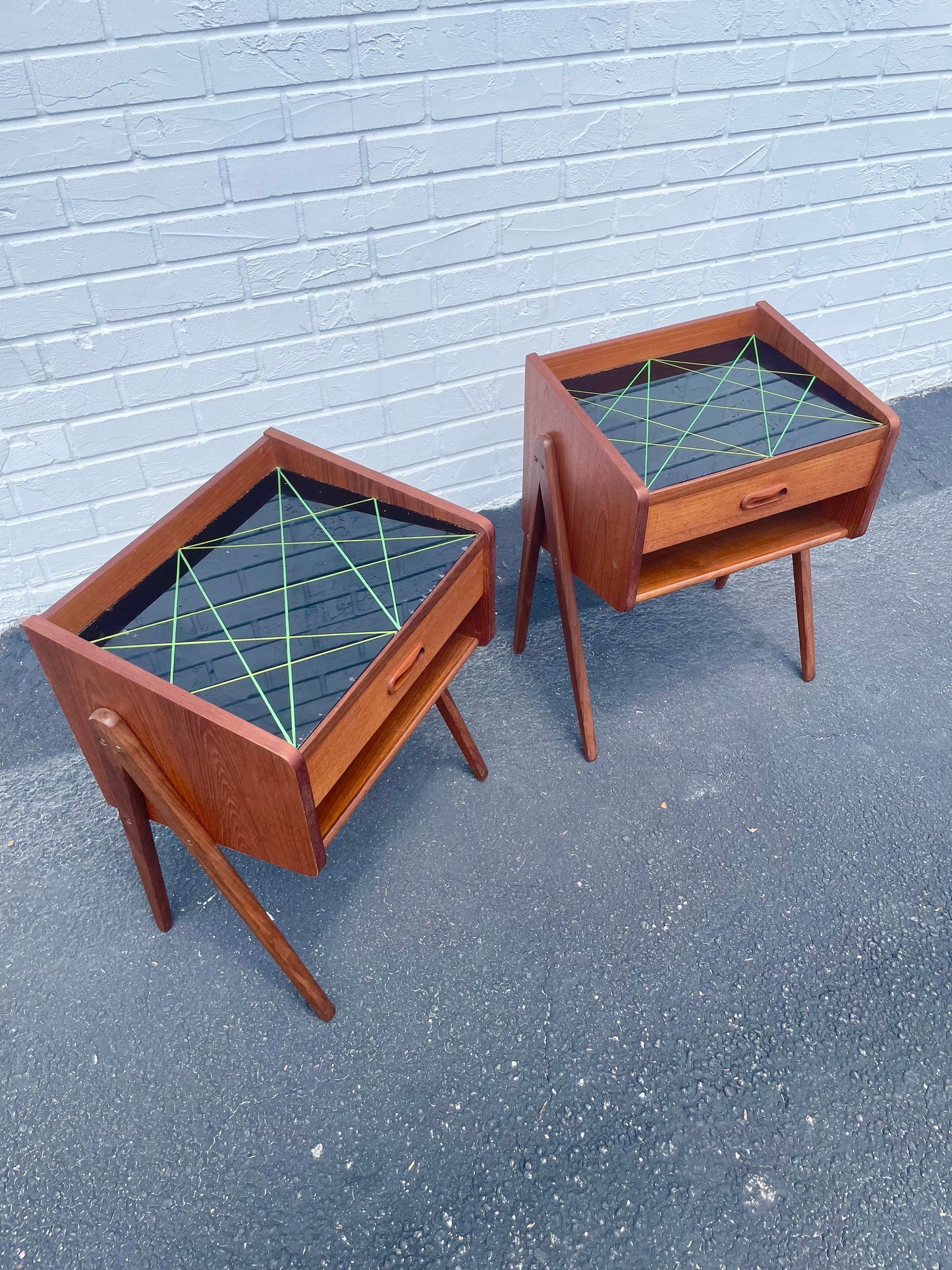 Pair Danish Modern Side Tables or Nightstands