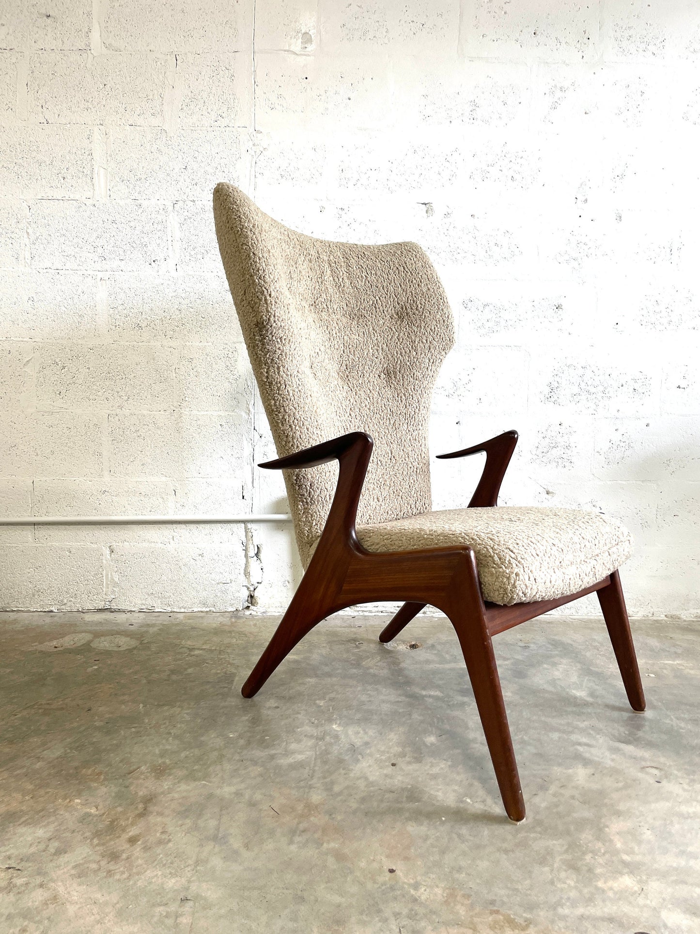 Kurt Ostervig Danish Modern Sculptural Wingback Lounge Chair