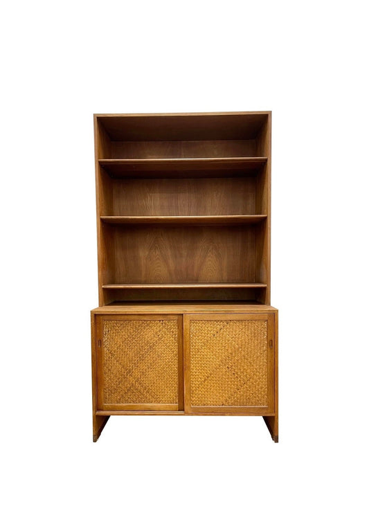 Hans Wegner for RY Mobler Cabinet or Bookcase Oak and Rattan