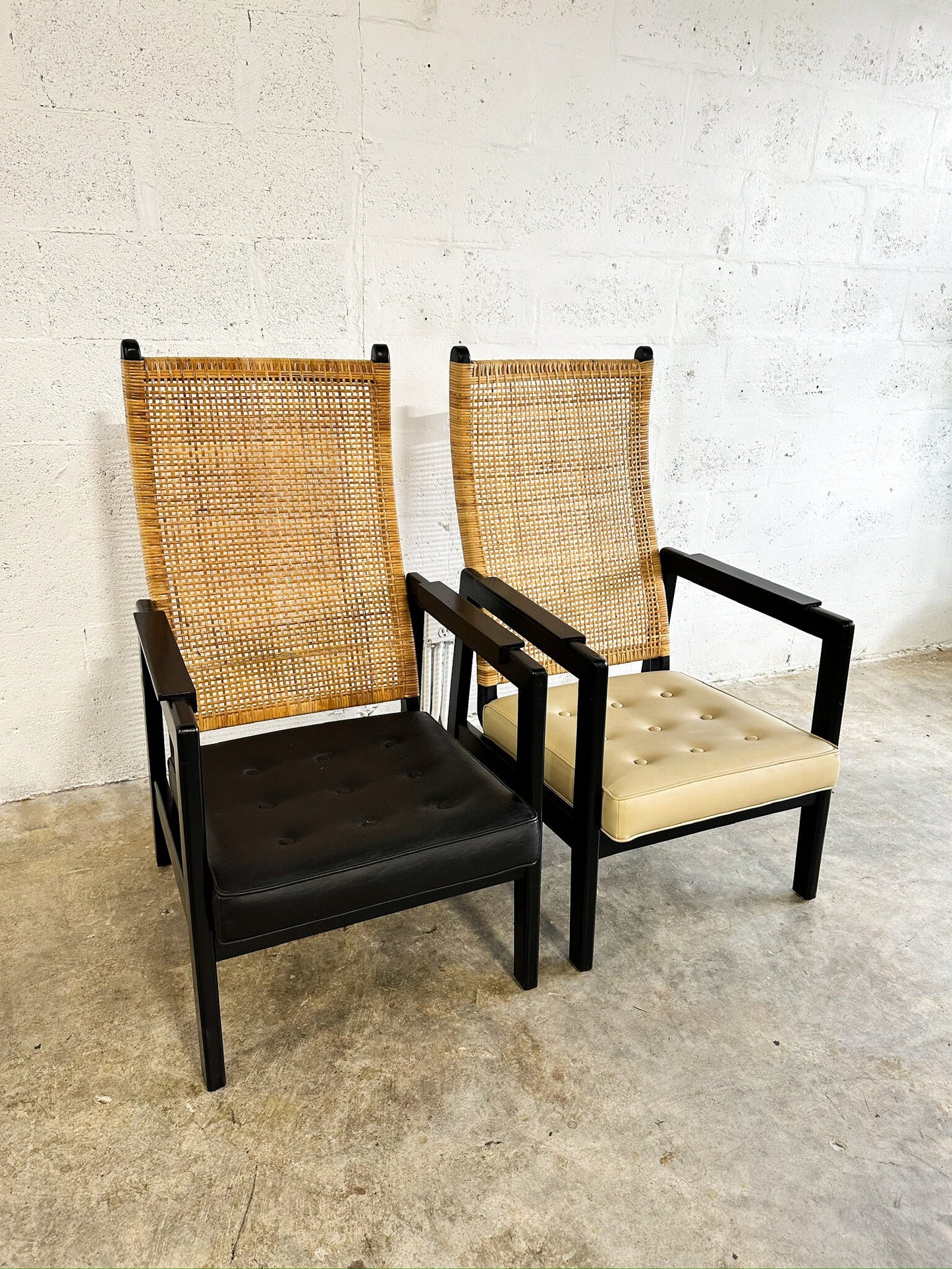 P.J. Muntendam for Jonkers Mid Century Wicker Highback Chair