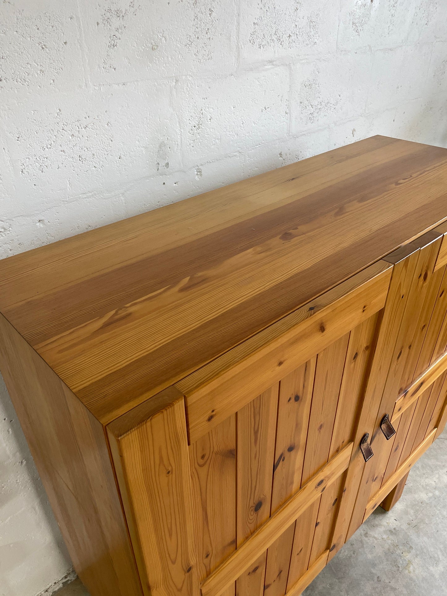 Danish Mid-Century Rustic Tall Bar Cabinet or Sideboard Pine