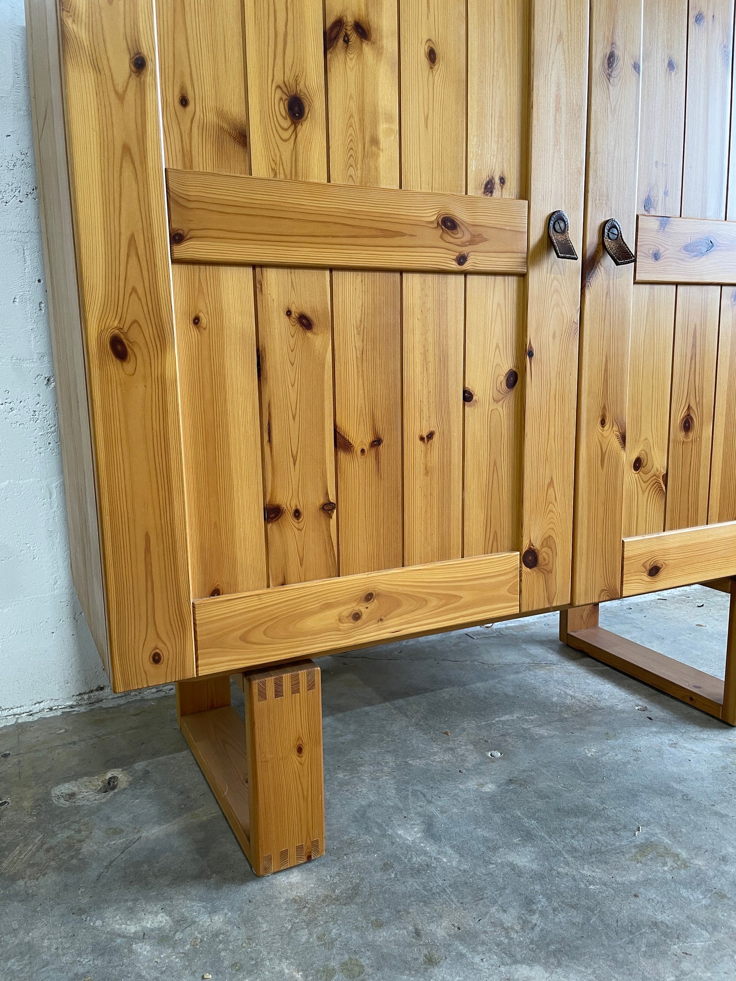 Danish Mid-Century Rustic Tall Bar Cabinet or Sideboard Pine