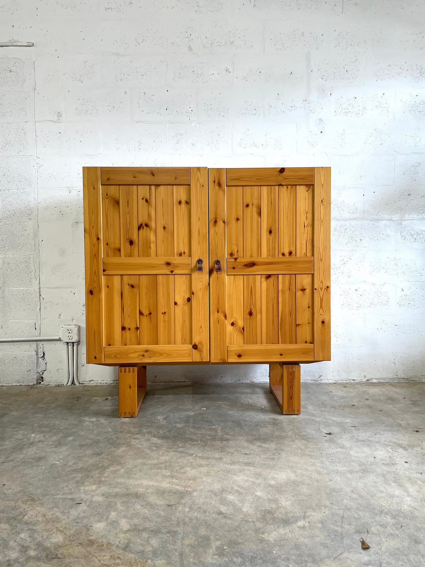 Danish Mid-Century Rustic Tall Bar Cabinet or Sideboard Pine